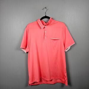 Le Tigre Mens L Polo Shirt Tri-Flex Performance Stretch SS Pocket Coral Pink